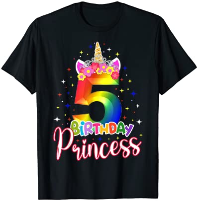 5 birthday princess unicorn 5 years old 5th birthday girl t shirt men
