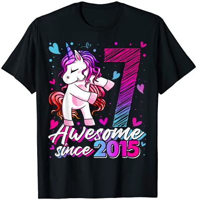 7 years old unicorn flossing 7th birthday girl unicorn party t shirt men