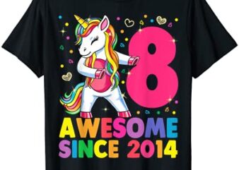 8 years old unicorn flossing 8th birthday girl unicorn party t shirt men