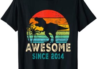 8th birthday dinosaur 8 year old boy awesome since 2014 gift t shirt men