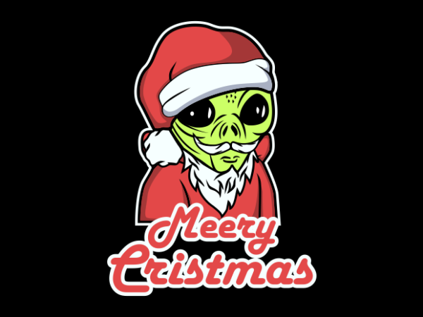 Alien cartoon cristmas t shirt vector