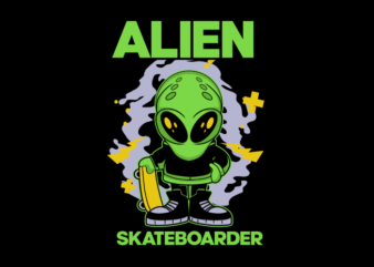 ALIEN SKATEBOARD CARTOON t shirt vector