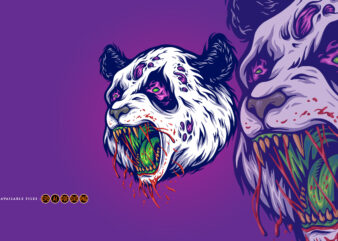 Angry panda head monster svg