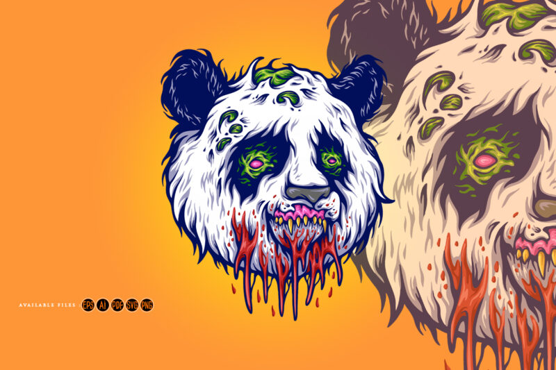 Scary panda head monster svg