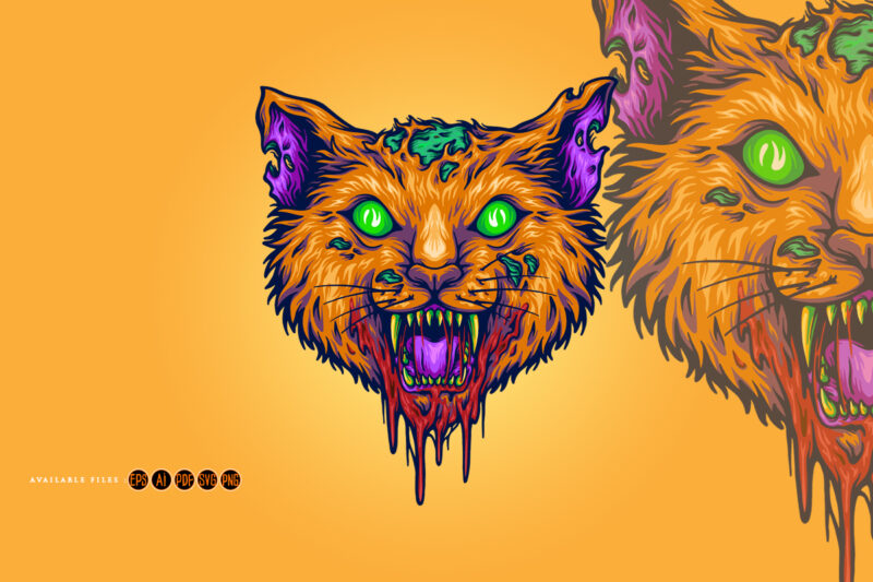 Scary monster head cat svg