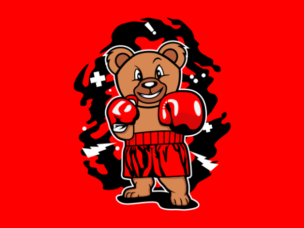 Boxing bear cartoon t shirt template