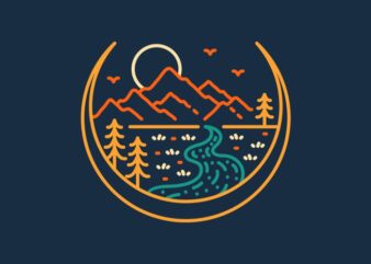 Nature on Crescent Moon T shirt vector artwork