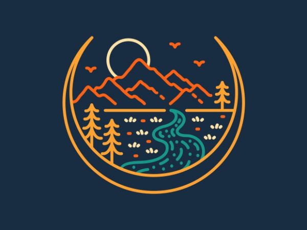 Nature on crescent moon T shirt vector artwork