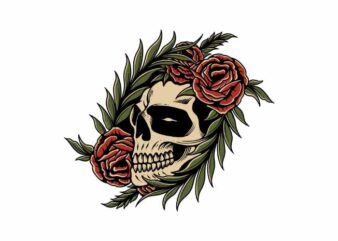 Skull Rose t shirt template vector