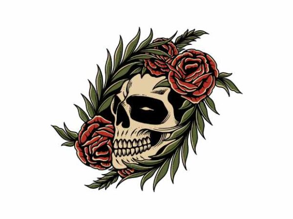 Skull rose t shirt template vector