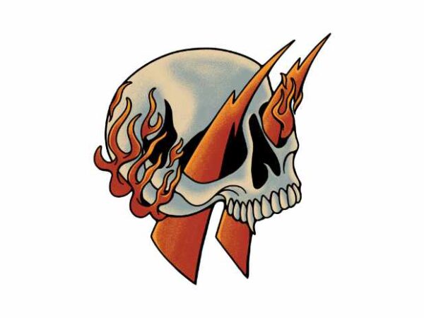 Skull fire t shirt template vector