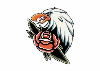 Eagle and Rose vector clipart