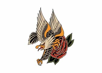 Eagle and Rose vector clipart