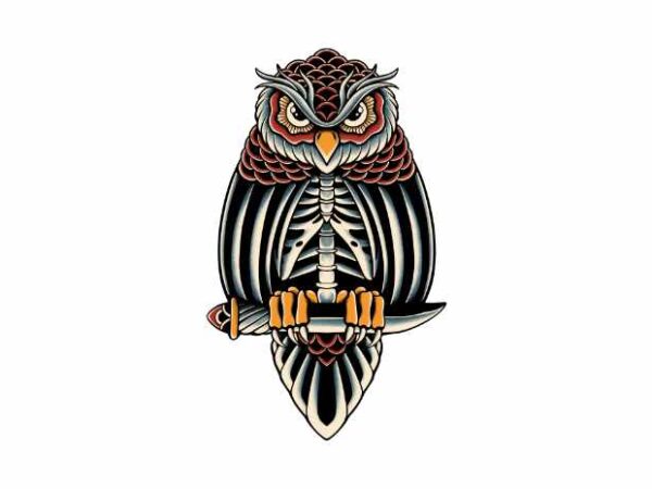 Death owl t shirt vector illustration