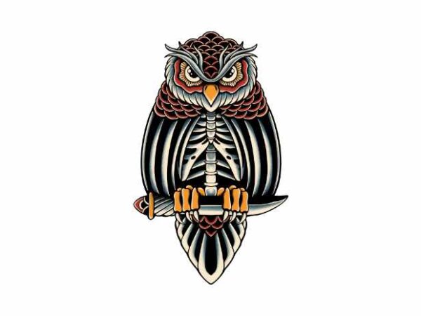 Death owl t shirt vector illustration