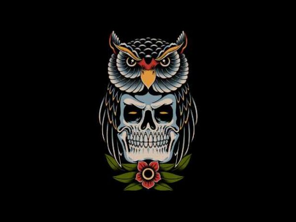 Owl skull t shirt design online