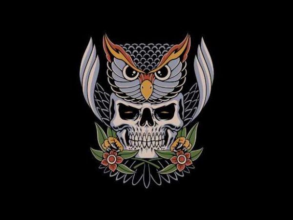 Owl skull t shirt design online