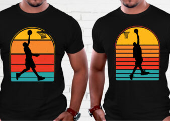 Basketball Retro Vintage Sunset T-Shirt Graphic