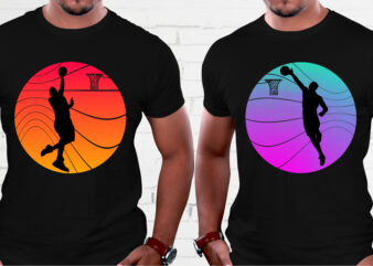 Basketball Sunset Colorful T-Shirt Graphic