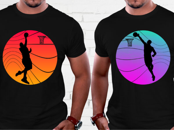 Basketball sunset colorful t-shirt graphic