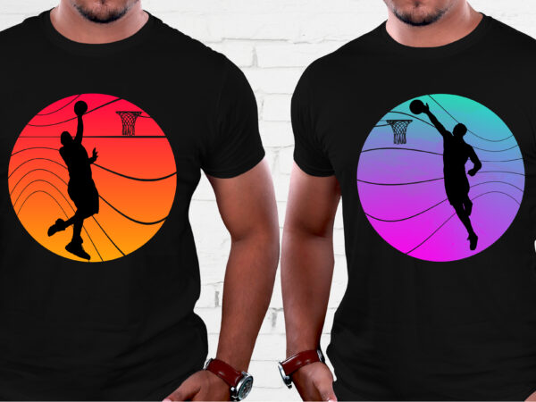 Basketball sunset colorful t-shirt graphic Basketball sunset colorful t-shirt graphic