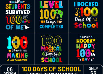 Best 100 Days of School T-Shirt Design, 100 Days of School T-shirt, 100 Days of School T-Shirt Bundle