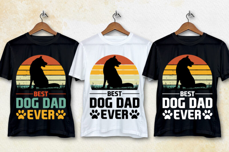 Dog Vintage Sunset T-Shirt Design Bundle