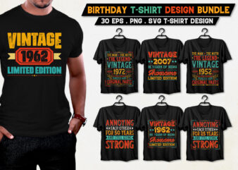 Birthday Vintage T-Shirt Design Bundle