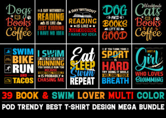 Book Swim T-Shirt Design Bundle
