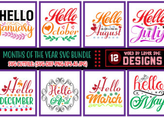 Months of the year SVG Bundle t shirt designs for sale