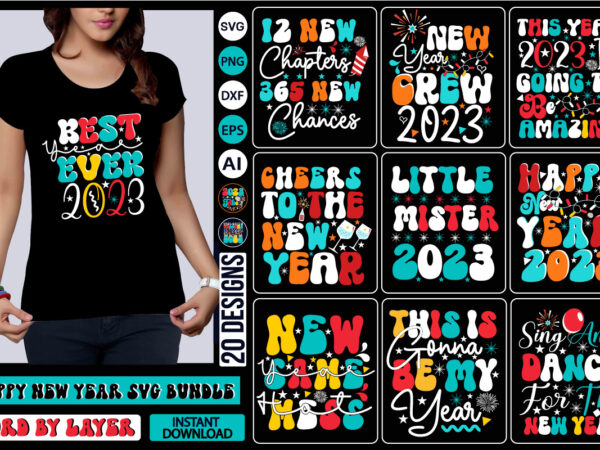 Happy new year retro svg bundle new years svg bundle, happy new years 2023 svg, print on demand, new year png, shirt, svg files for circut, sublimation designs downloads,new year