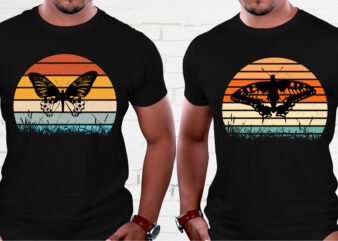 Butterfly Retro Vintage Sunset T-Shirt Graphic