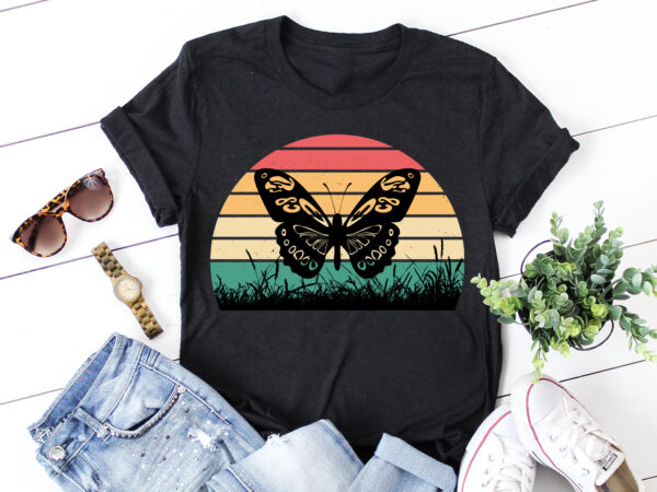 Butterfly retro vintage sunset t-shirt graphic