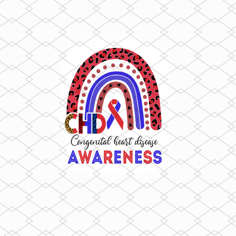 CHD Awareness Heart Disease Leopard Rainbow Blue Red Ribbon NL