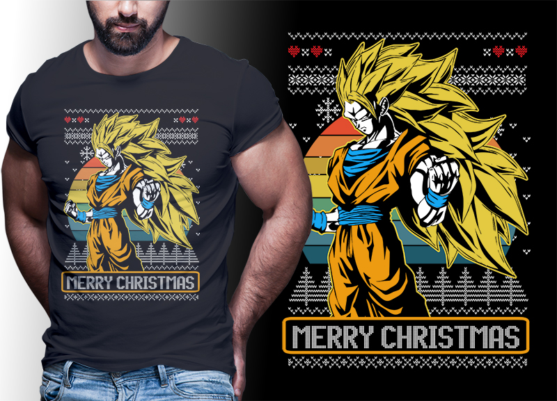 CHRISTMAS ANIME DRAGONBALL Z GT SUPER TSHIRT DESIGNS BUNDLE