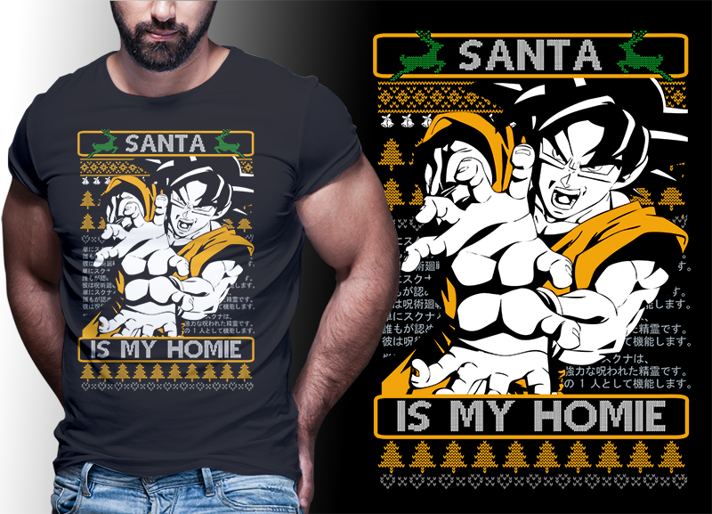 CHRISTMAS ANIME DRAGONBALL Z GT SUPER TSHIRT DESIGNS BUNDLE