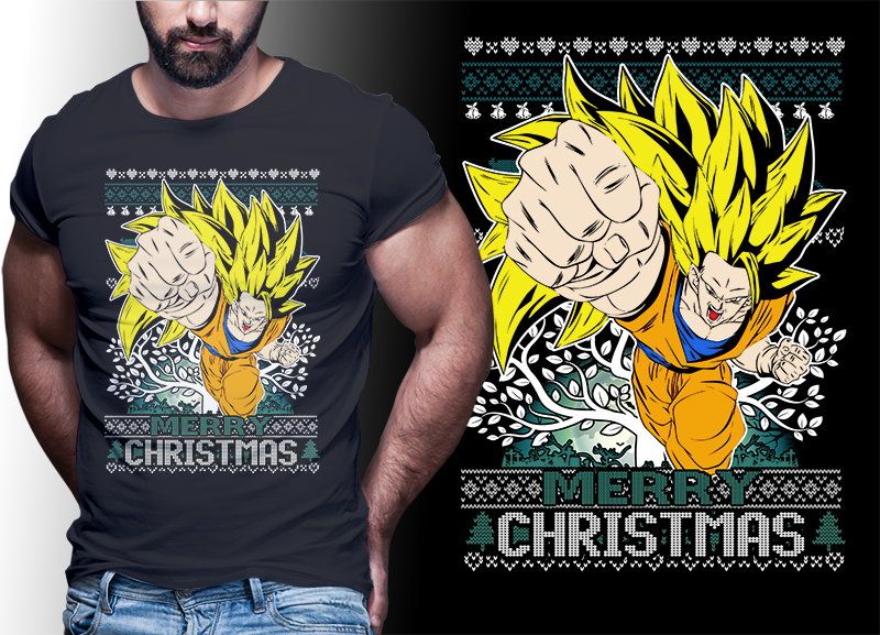 CHRISTMAS ANIME DRAGONBALL Z GT SUPER TSHIRT DESIGNS BUNDLE