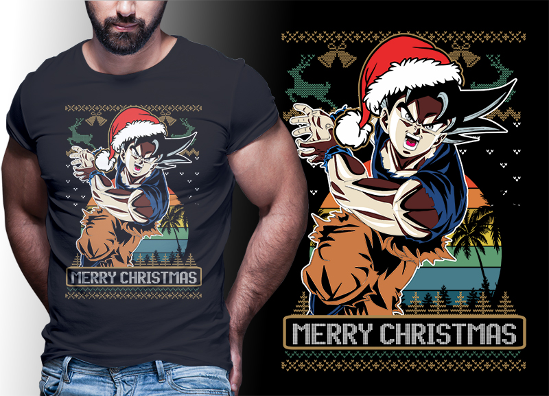 CHRISTMAS ANIME DRAGONBALL Z GT SUPER TSHIRT DESIGNS BUNDLE