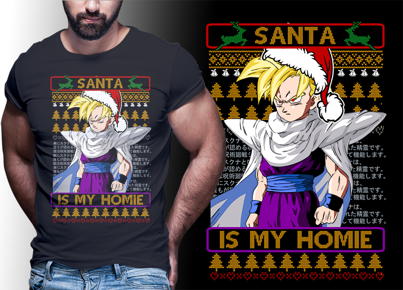 CHRISTMAS ANIME DRAGONBALL Z GT SUPER TSHIRT DESIGNS BUNDLE