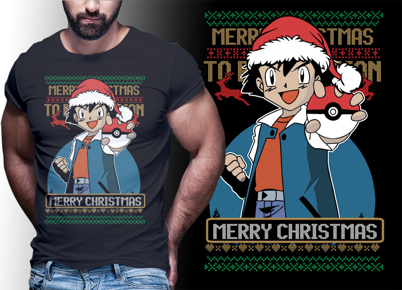 CHRISTMAS ANIME POKEMON TSHIRT DESIGNS BUNDLE