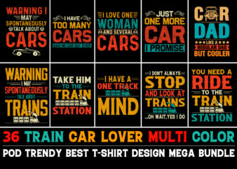 Car Train Lover T-Shirt Design Bundle
