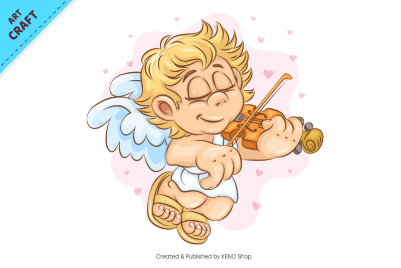 Cartoon Cupid Violinist. Clipart