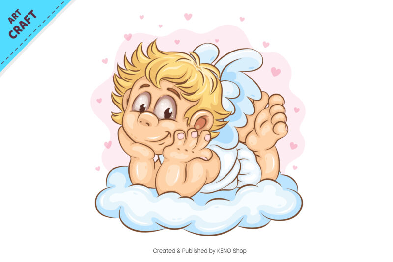 Cartoon Cupid on Cloud. Clipart - Buy t-shirt designs