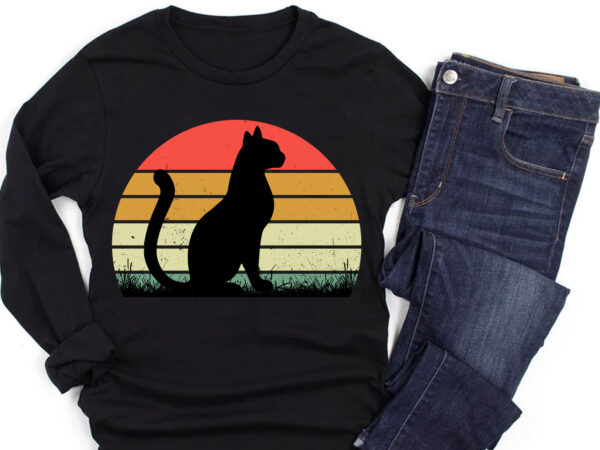Cat retro vintage sunset t-shirt graphic