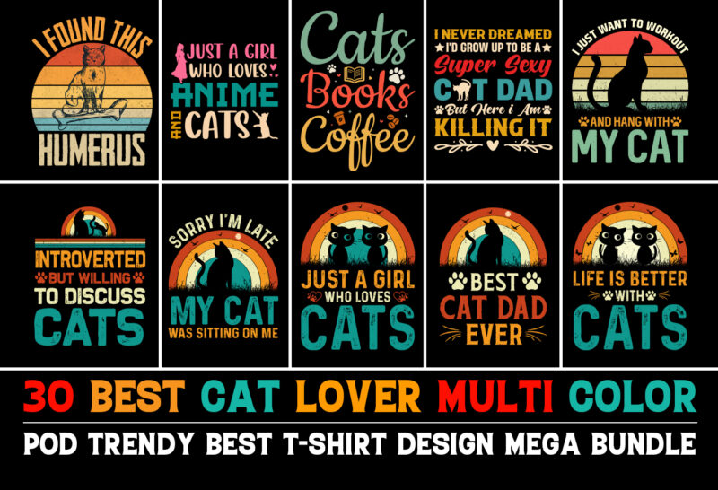 Cat T-Shirt Design Bundle