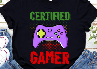 Certified Gamer Retro Funny Video Games Gaming Controller NL t shirt vector file