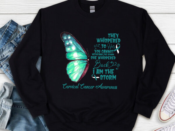 Cervical cancer awareness png i am the storm cervical cancer awareness butterfly png cervical cancer month png cancer warrior png teal and white ribbon awareness png file tl t shirt vector file