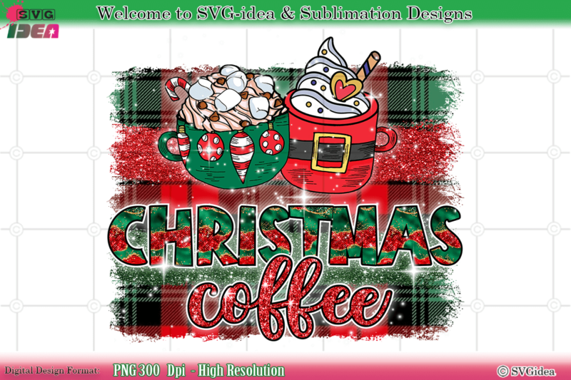 Christmas Coffee PNG Sublimation Design