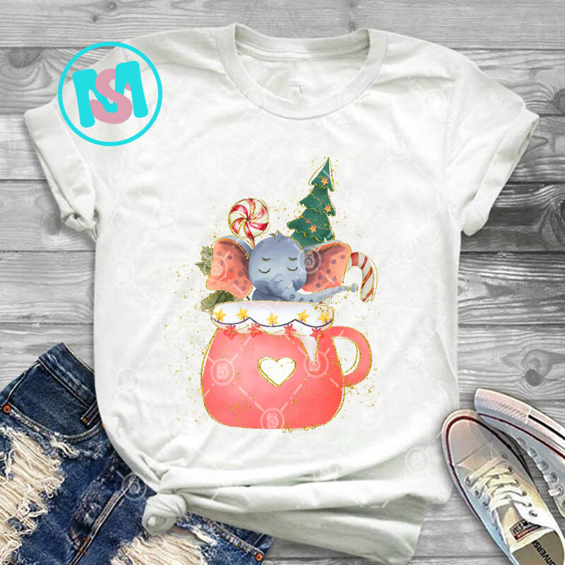 Merry Christmas Animals Coffee Cup PNG, Xmas PNG, Animals PNG