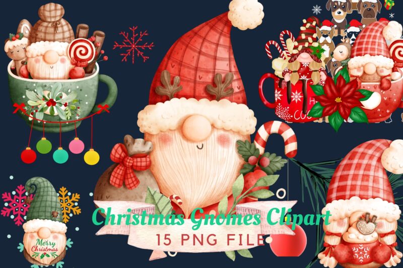 Christmas Gnomes Winter T-shirt Clipart Graphic